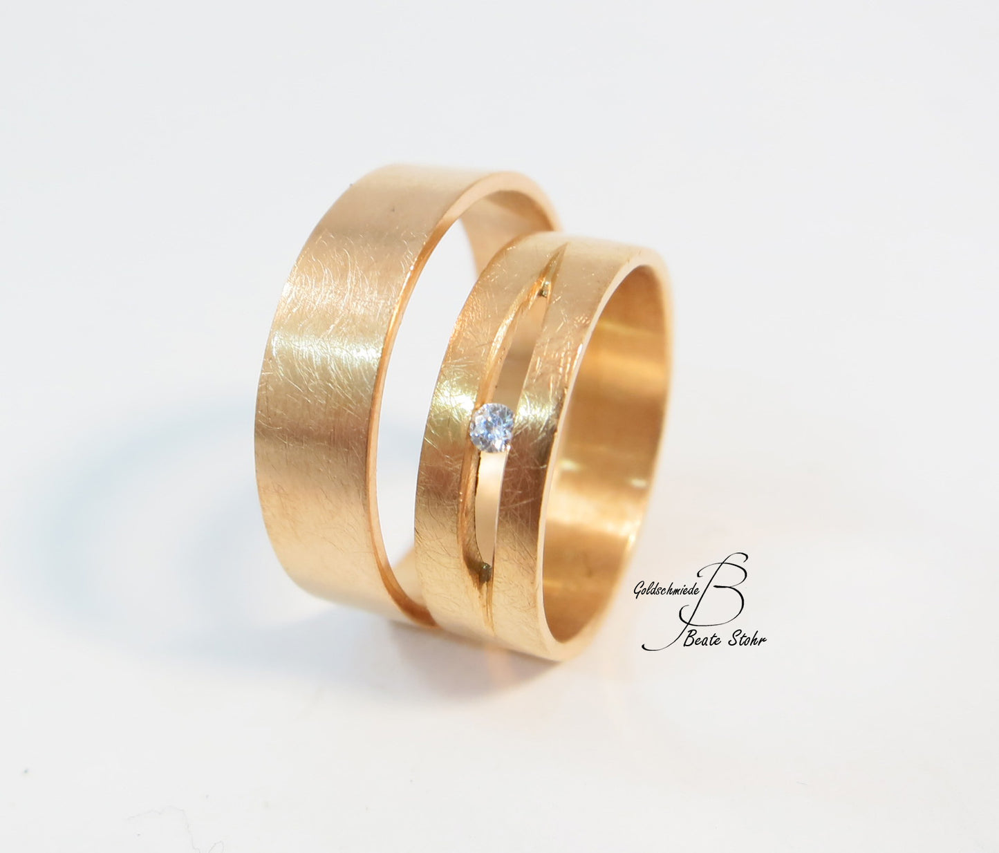 Paar Trauringe mit Diamant Roségold 585/-