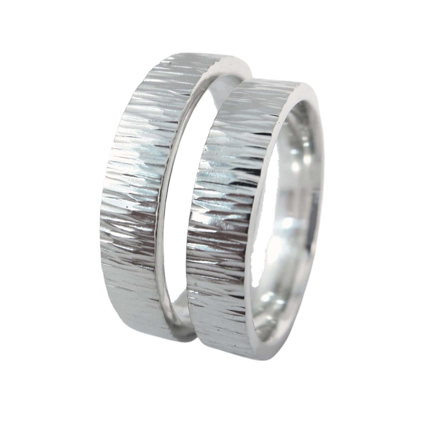 Paar Trauringe "Baumrinde" Silber