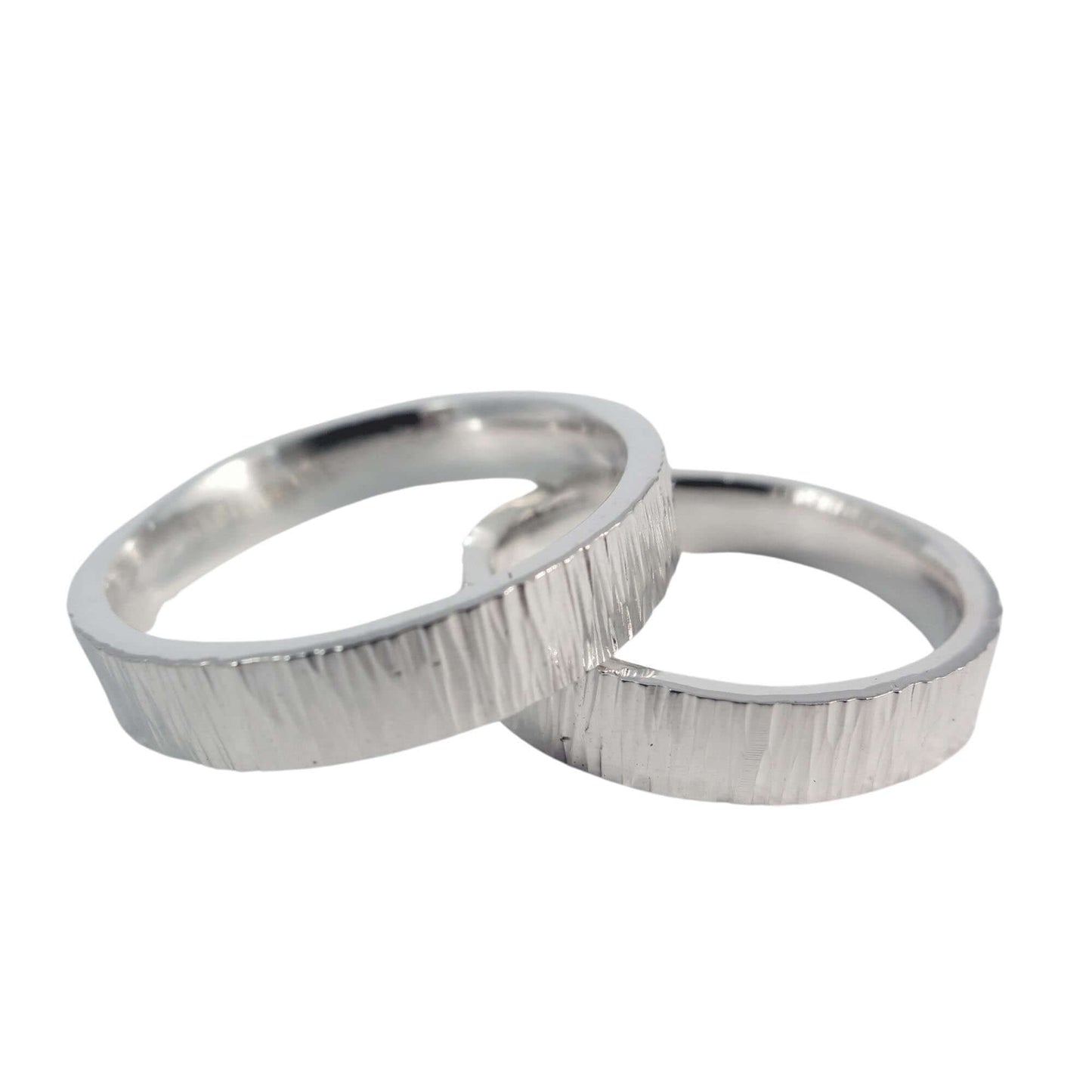 Paar Trauringe "Baumrinde" Silber