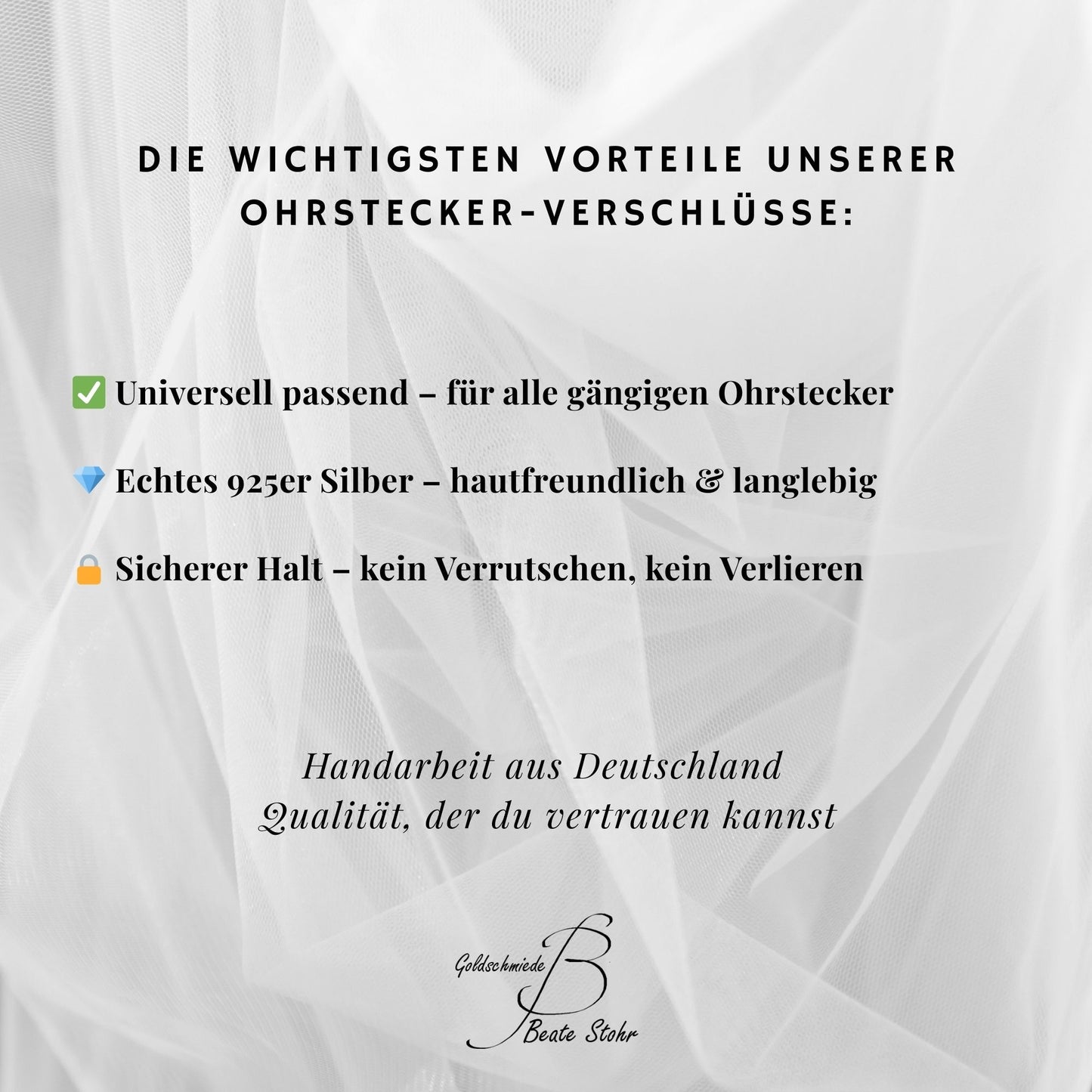 4 Stück Ohrstecker Verschluss aus Silber 925 für sicheren Halt und komfortables Tragen