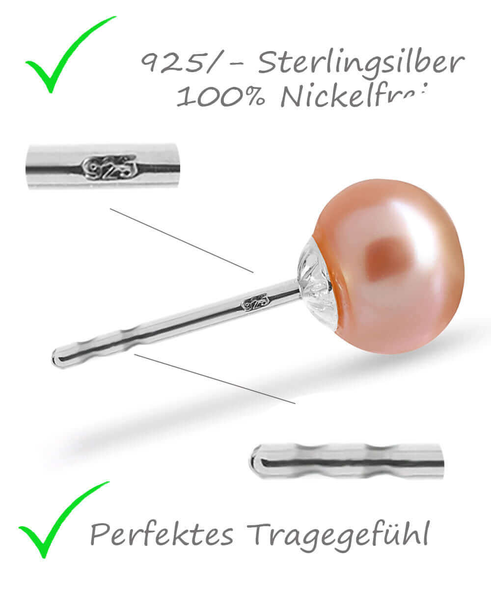 Rosa Süßwasser-Ohrstecker | Traumschmuckwerkstatt Shop