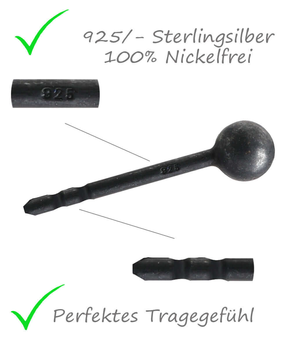 Kugel Ohrstecker 925 Silber - getragen 925 Silber | Traumschmuckwerkstatt