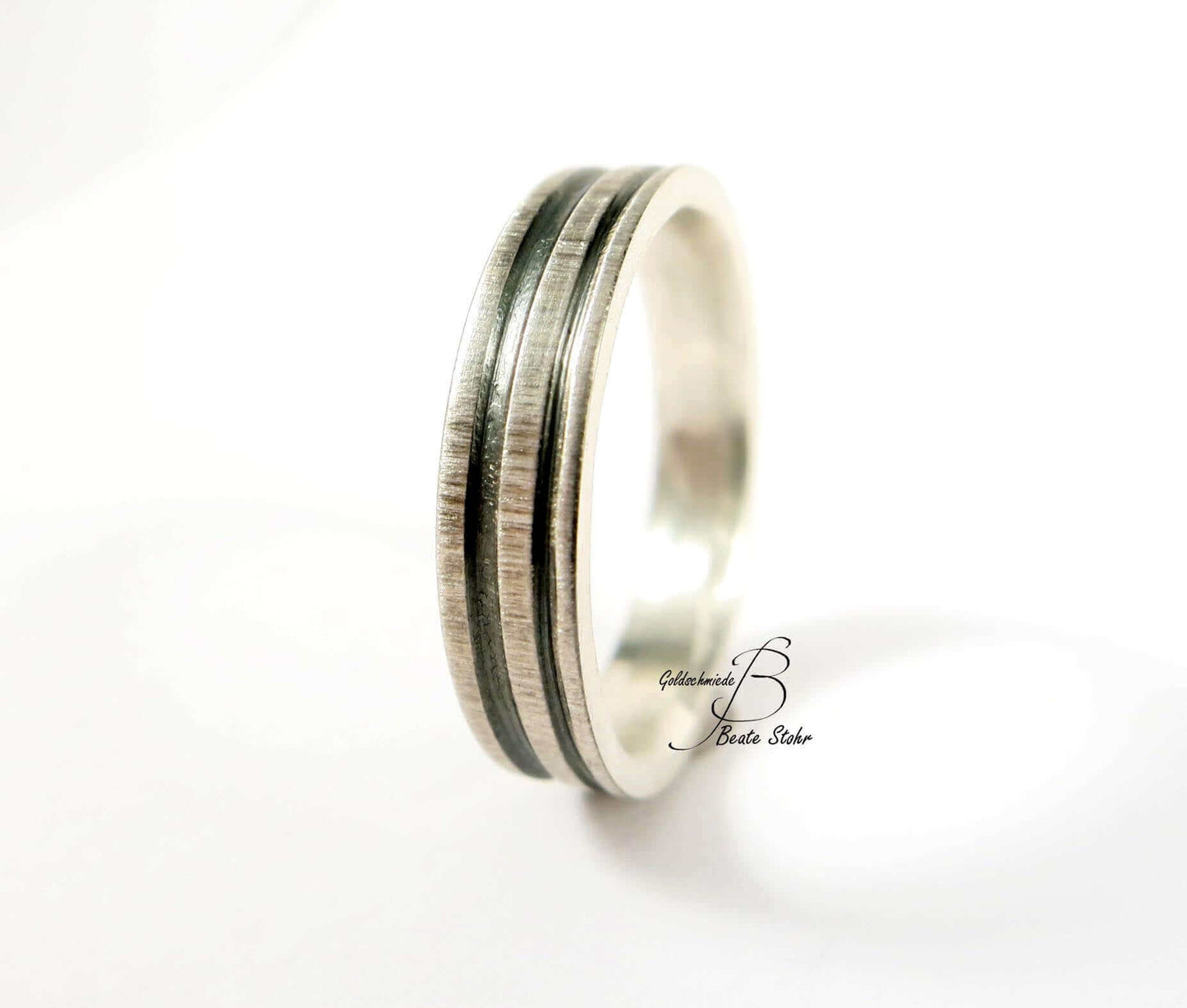Ring Silber schwarz schmal