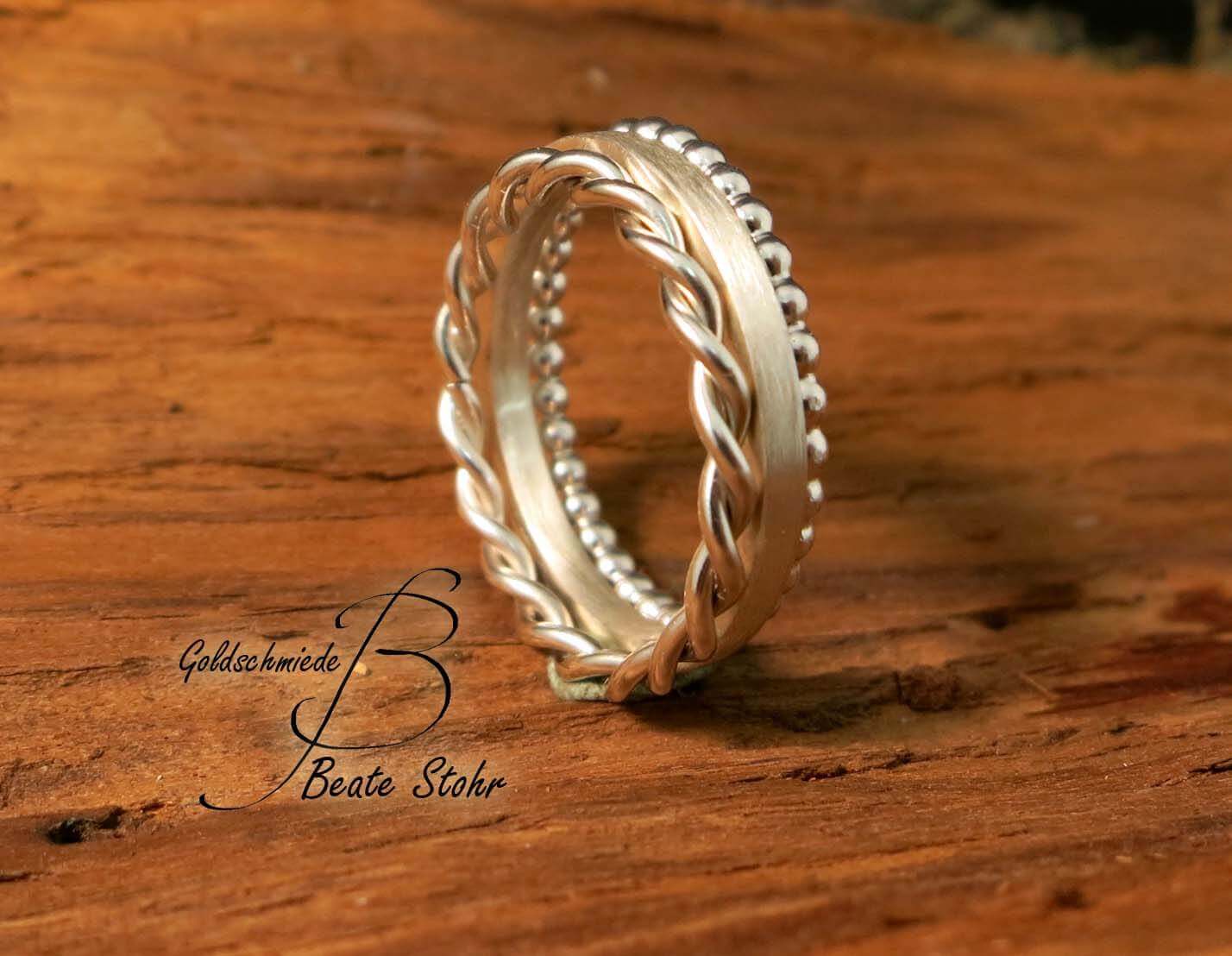Stapelring-Set Silber handarbeit