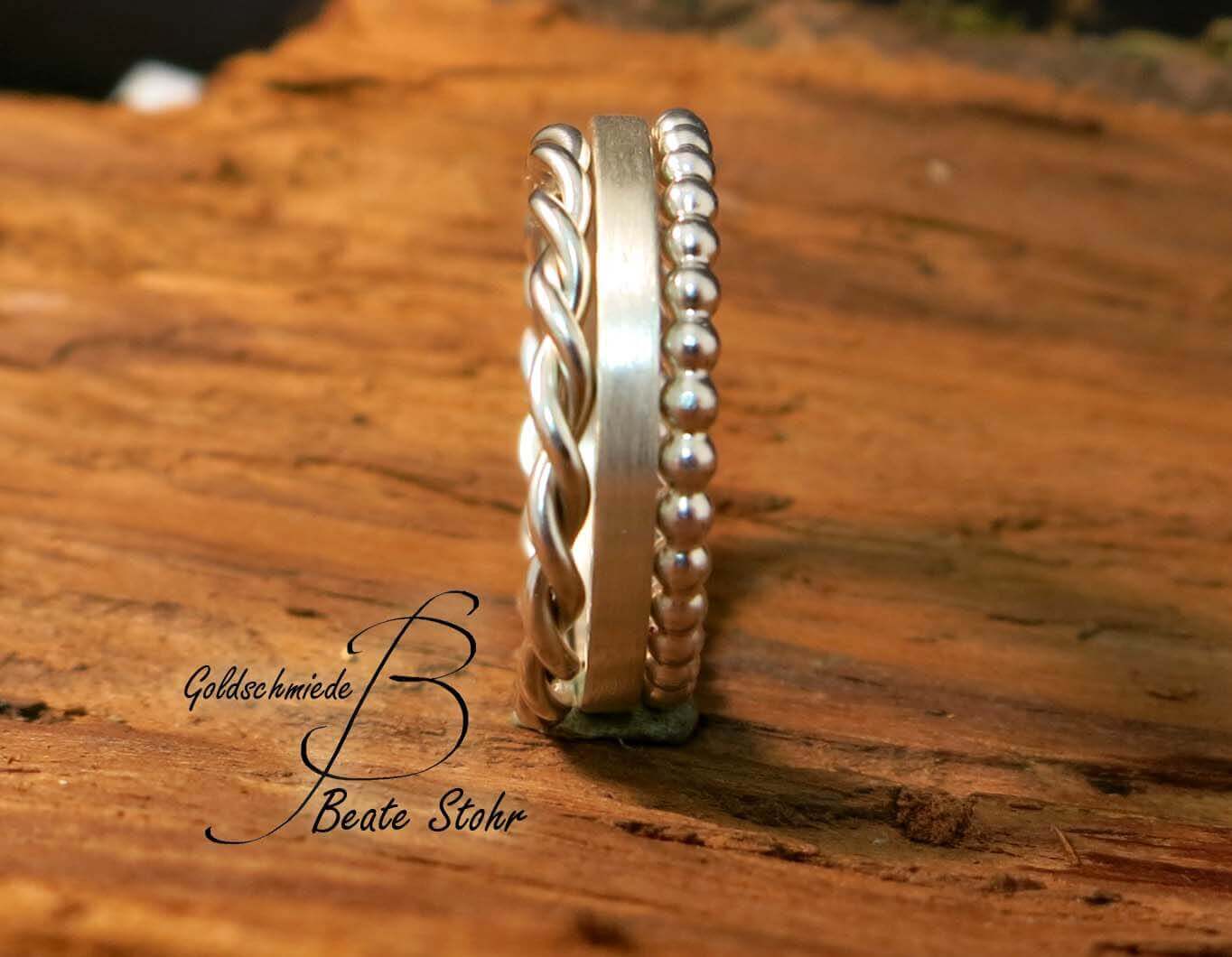 Stapelring-Set Silber handarbeit