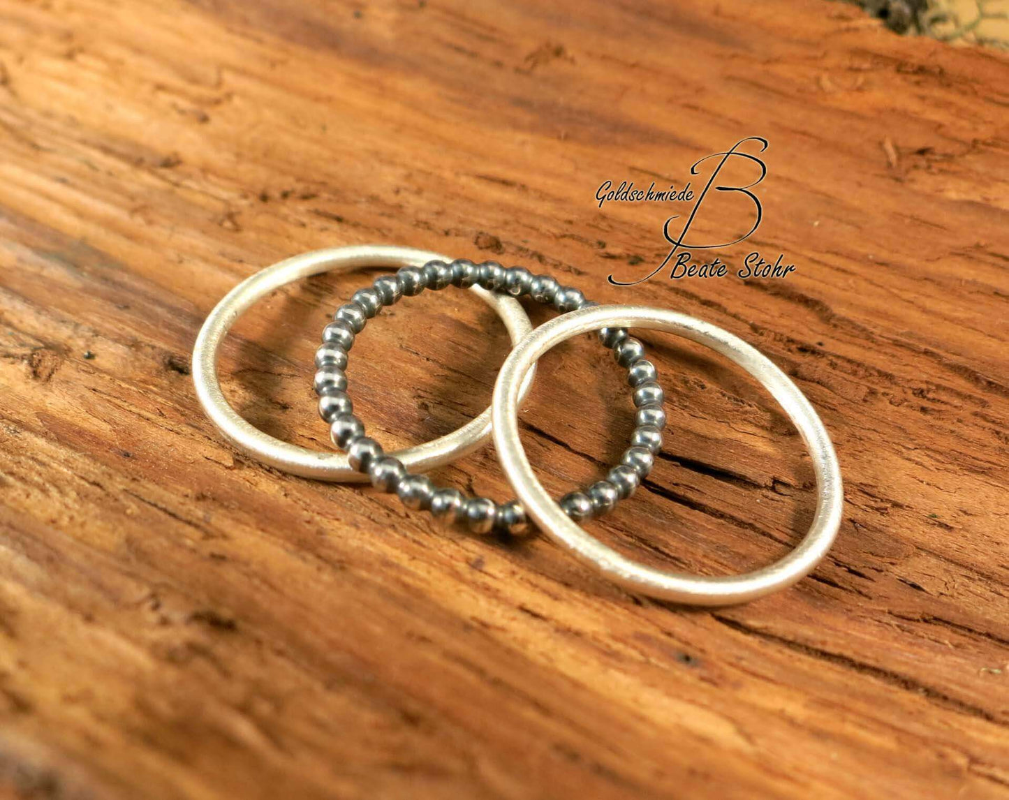 Stapelringe Set vintage Look Silber