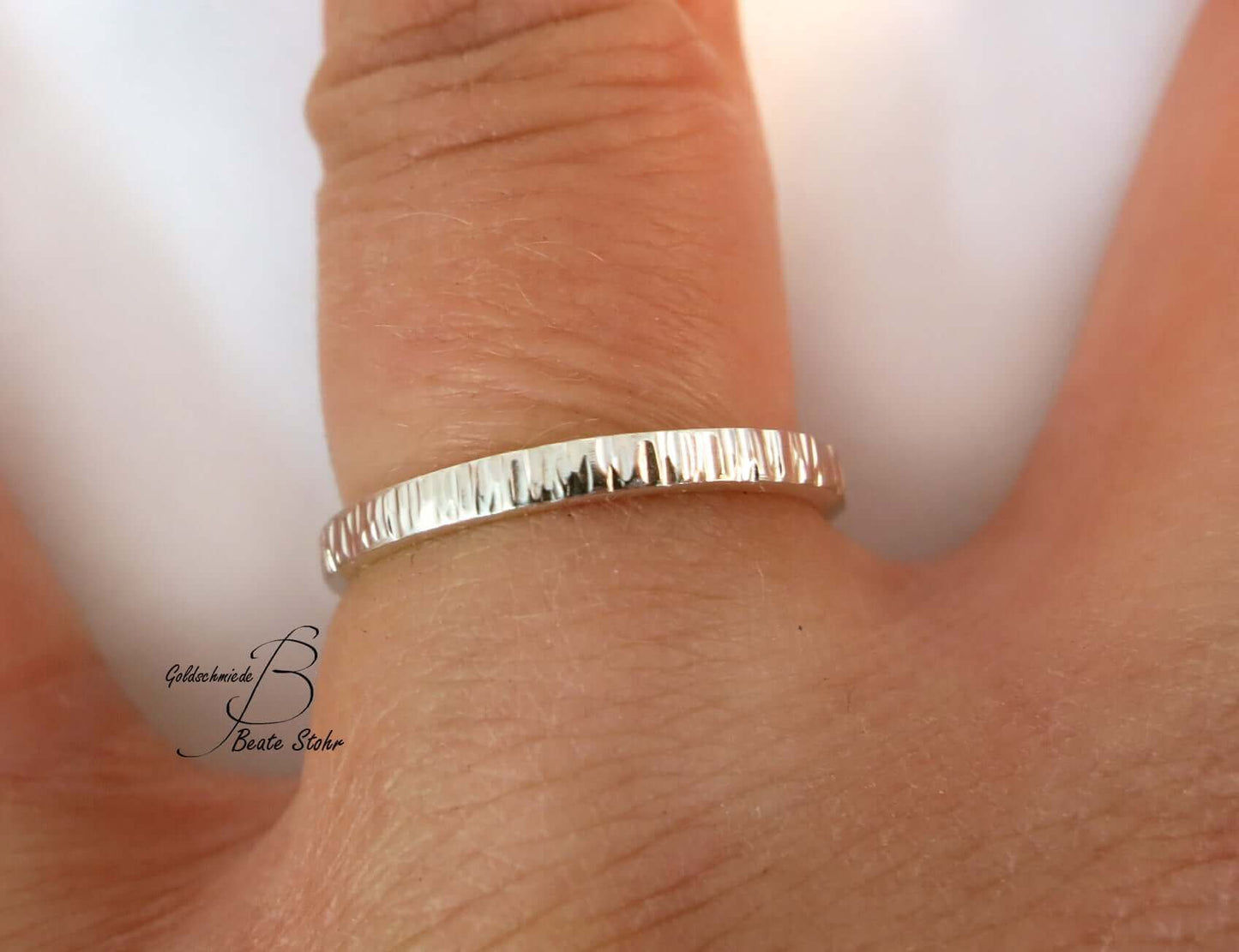 Schmuckring Rinde schmal Silber