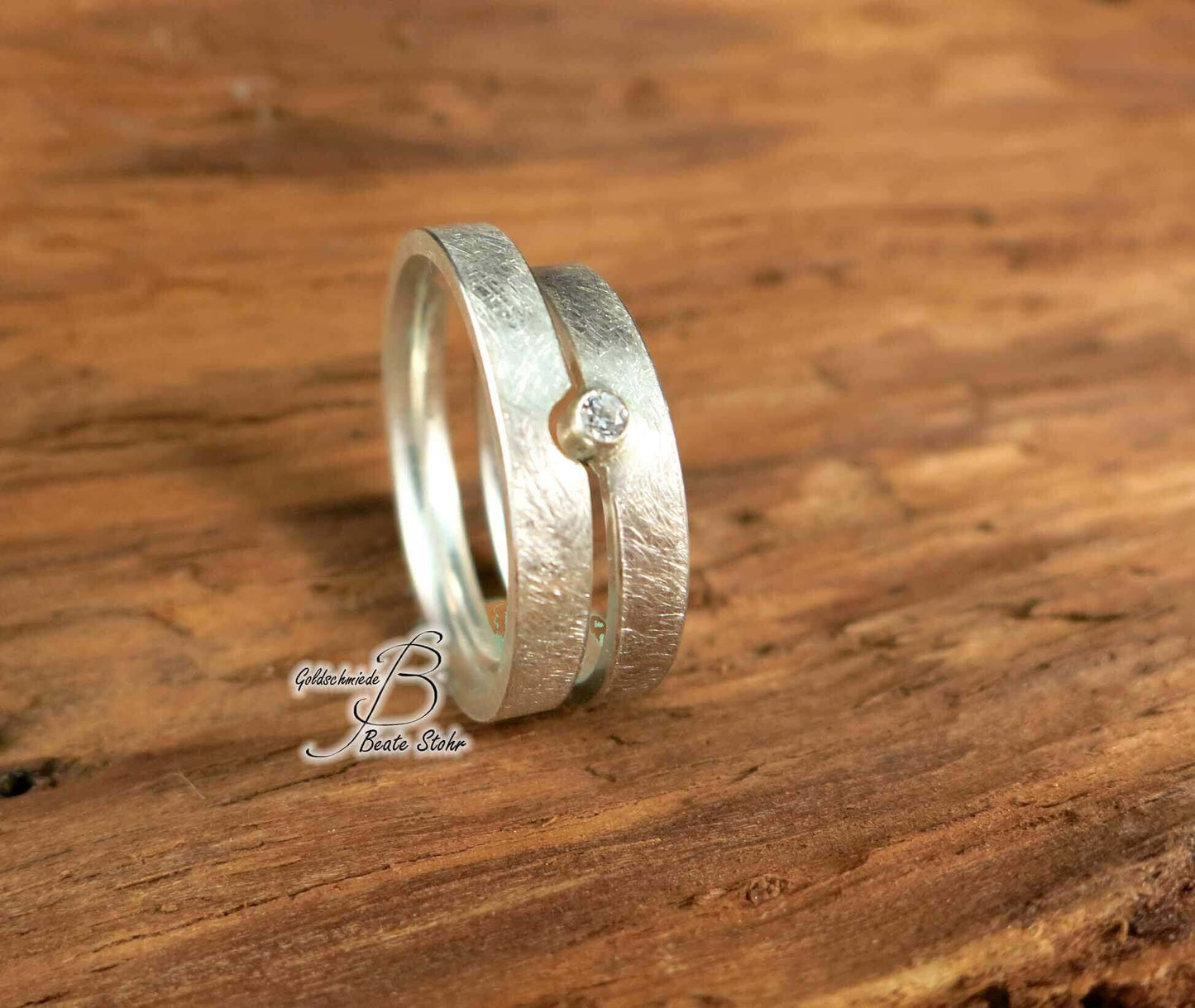 Trauringe Diamant Silber Handarbeit