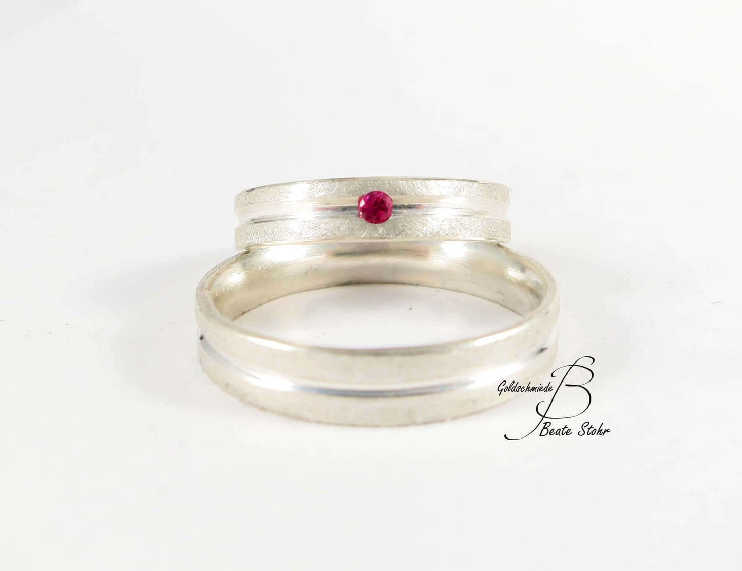 Paarringe Silber mit Rubin