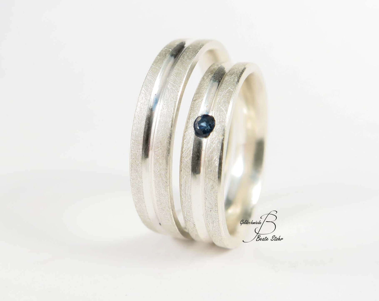Trauringe Silber Saphir