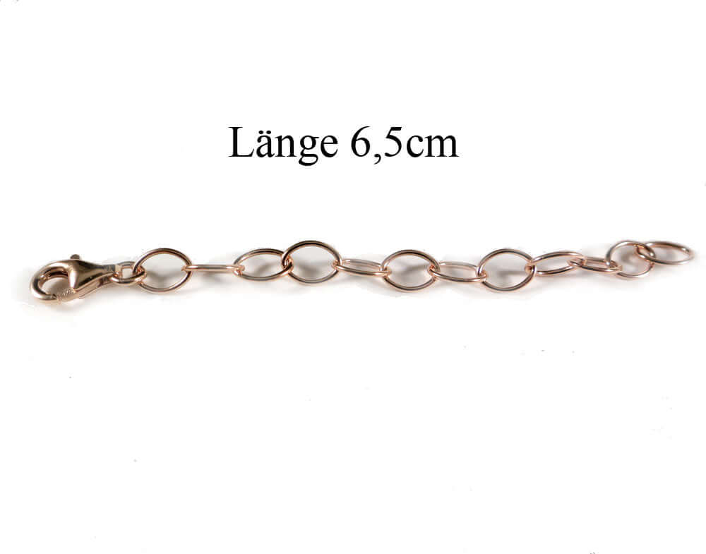 Kettenverlängerung Roségold Silber 925 | Länge 6,5cm mit Karabiner vergoldet