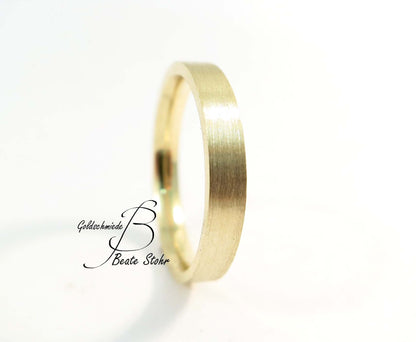 schlichter Trauring in 333/- Gelbgold 3 mm breit strichmatt
