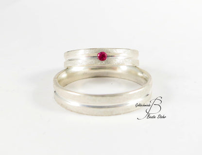 Trauringe mit Rubin Silber Handarbeit