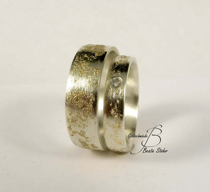 Trauringe Sternenstaub mit Diamant Unikat