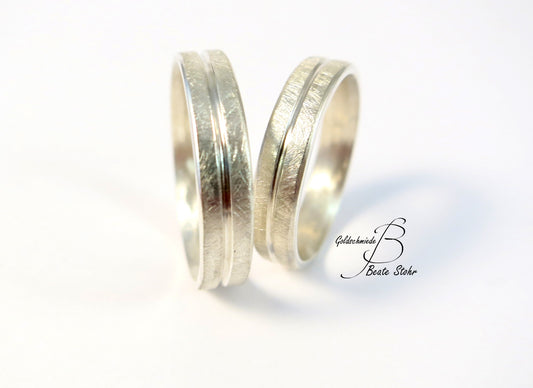 Trauringe Silber mit Glanzkante