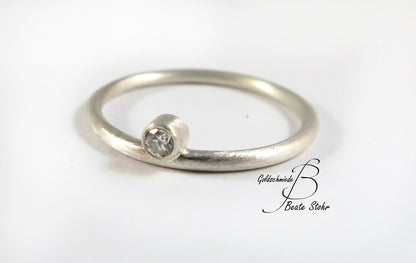 Antragsring mit Zirkonia Silber Handarbeit