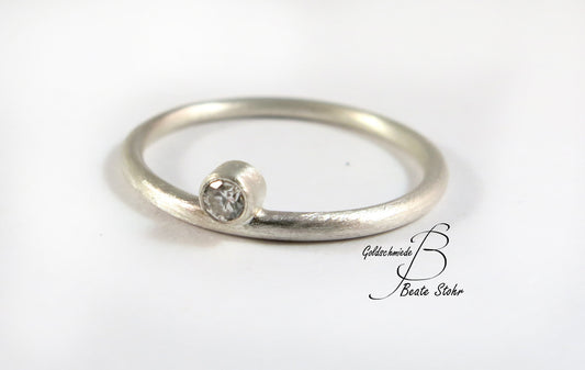 Antragsring mit Zirkonia Silber Handarbeit