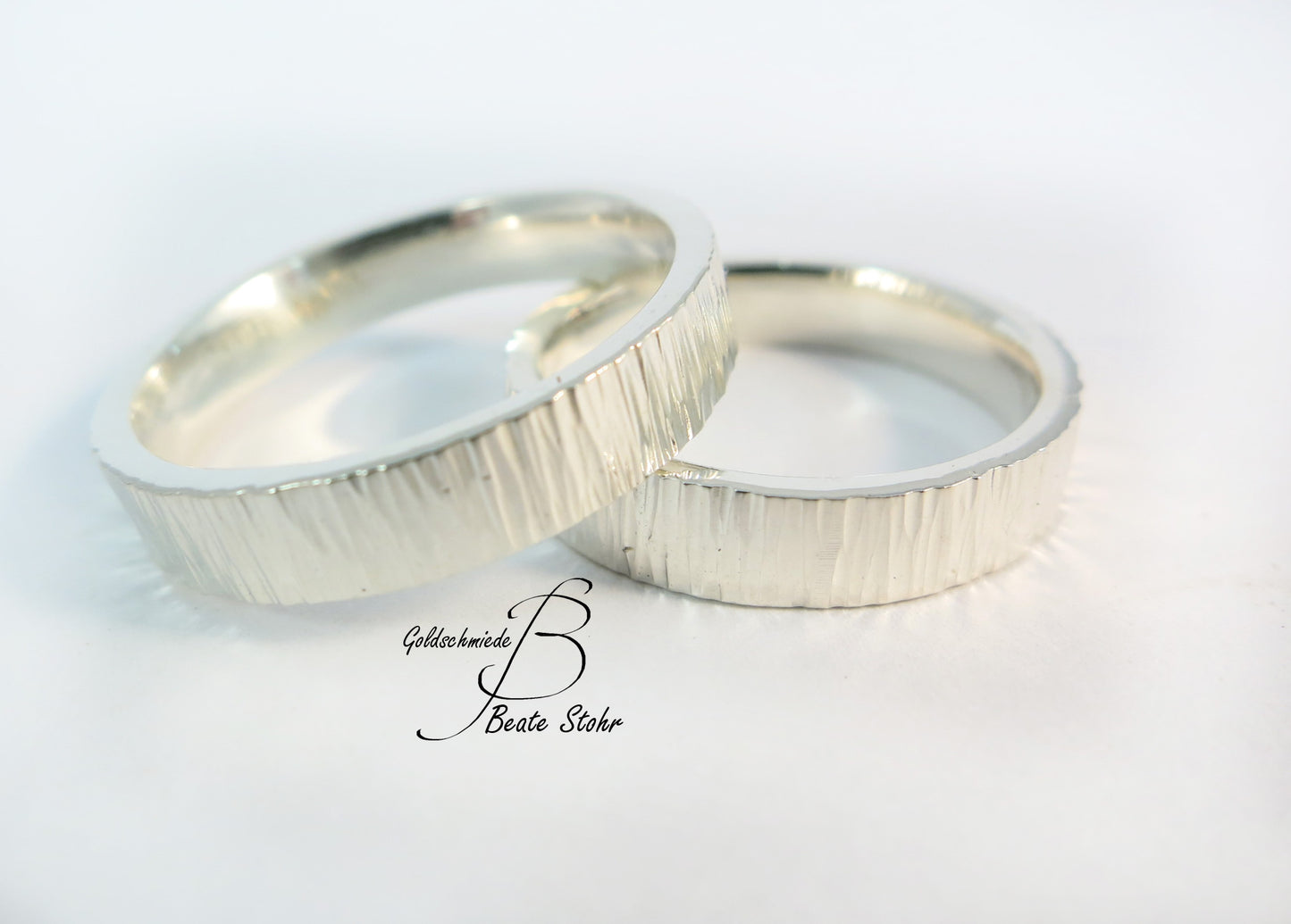 Paar Trauringe "Baumrinde" Silber