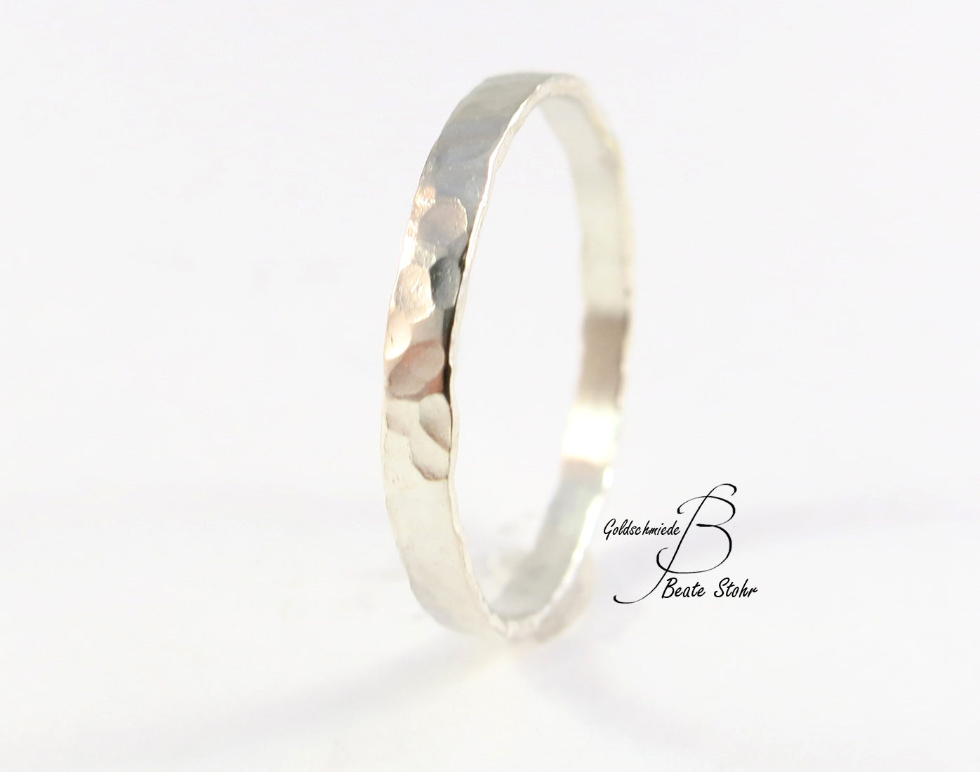 Trauring geschmiedet Sterling Silber schmal