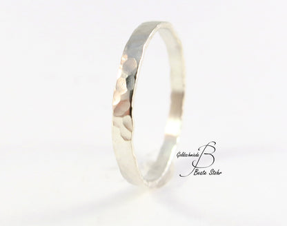 Trauring geschmiedet Sterling Silber schmal