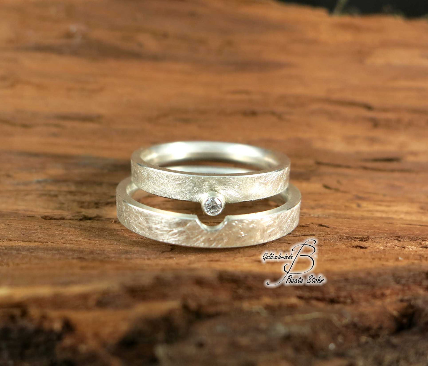 Trauringe "perfektes Paar" mit Diamant Silber
