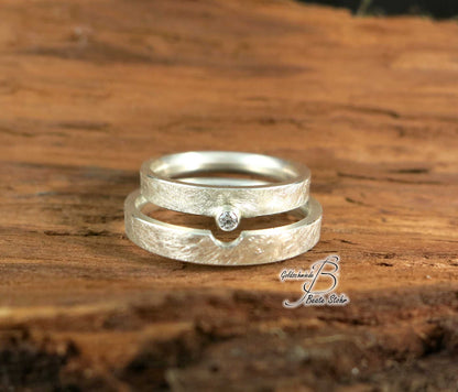 Trauringe "perfektes Paar" mit Diamant Silber