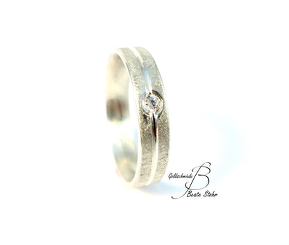 Verlobungsring Silber mit Diamant
