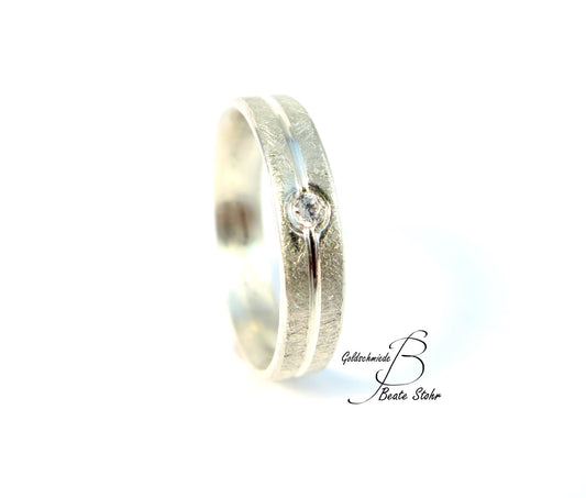 Verlobungsring Silber mit Diamant
