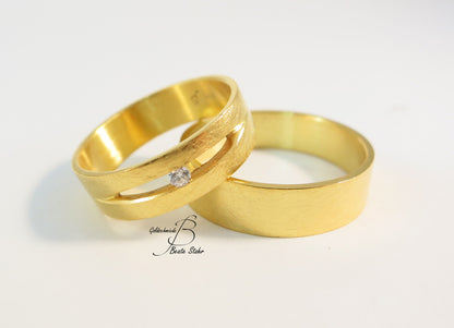 Paar Trauringe mit Diamant Gelbgold 585/-