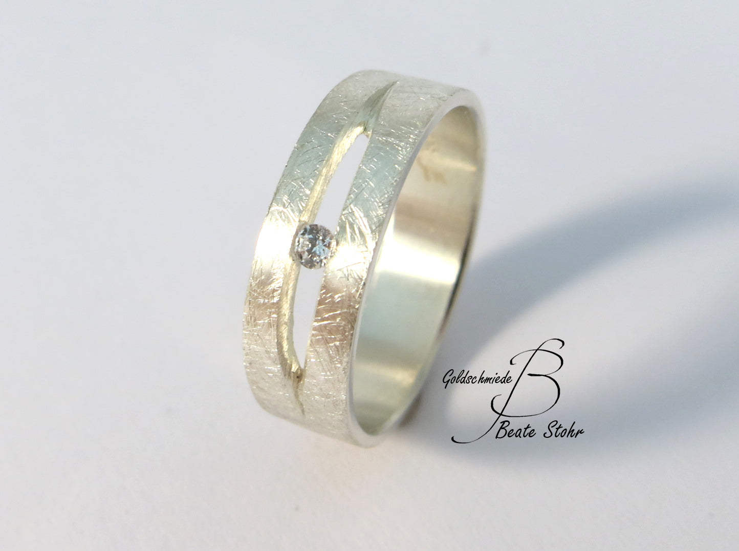 Antragsring mit Diamant Silber