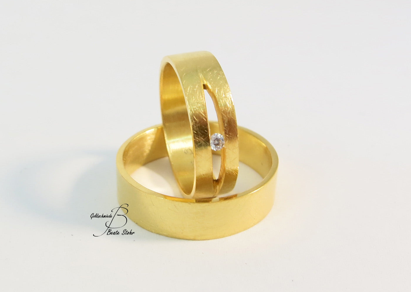 Paar Trauringe mit Diamant Gelbgold 585/-