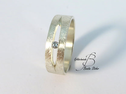 Antragsring mit Diamant Silber