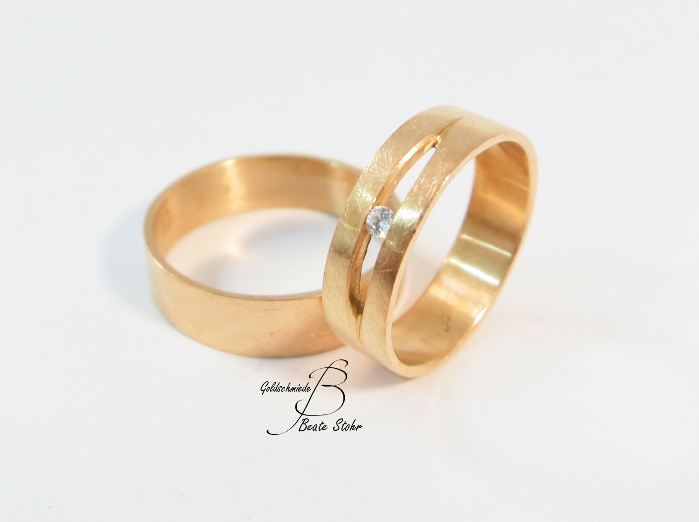 Paar Trauringe mit Diamant Roségold 585/-
