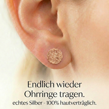 Ohrringe Silber 925, 4/6/8/10mm, echte Handmade Ohrstecker rund Eis-Matt