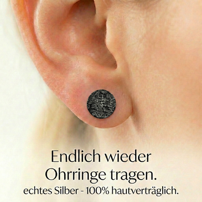 Ohrringe Silber 925, 4/6/8/10mm, echte Handmade Ohrstecker rund Eis-Matt