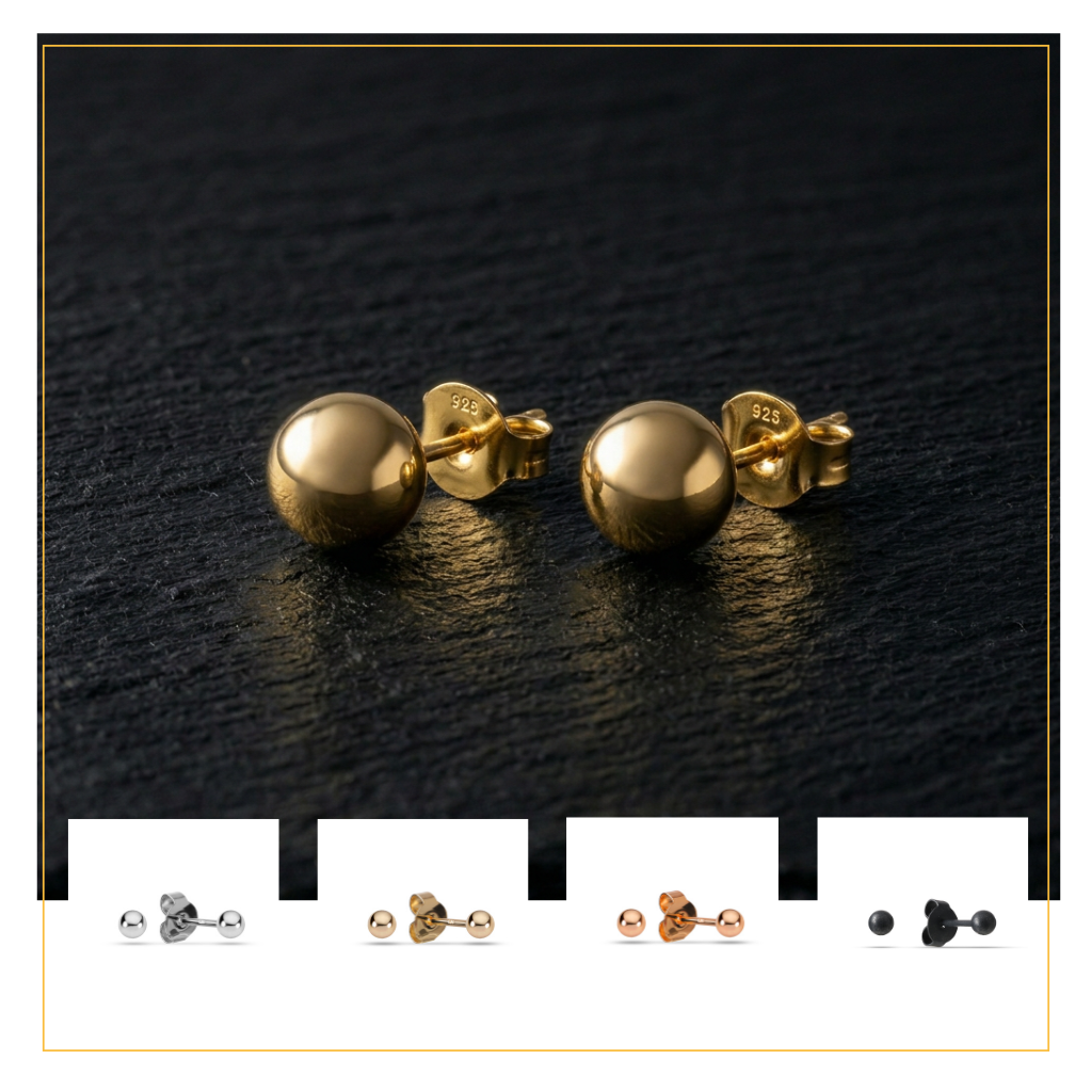 Kugel Ohrstecker aus 925 Silber | Glänzend | Handgemachter Schmuck