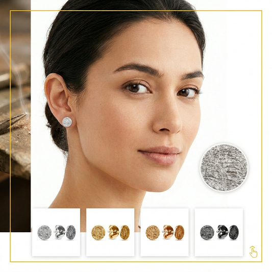 Ohrringe Silber 925, 4/6/8/10mm, echte Handmade Ohrstecker rund Eis-Matt