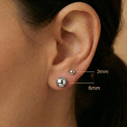 Kugel Ohrstecker aus 925 Silber | Glänzend | Handgemachter Schmuck