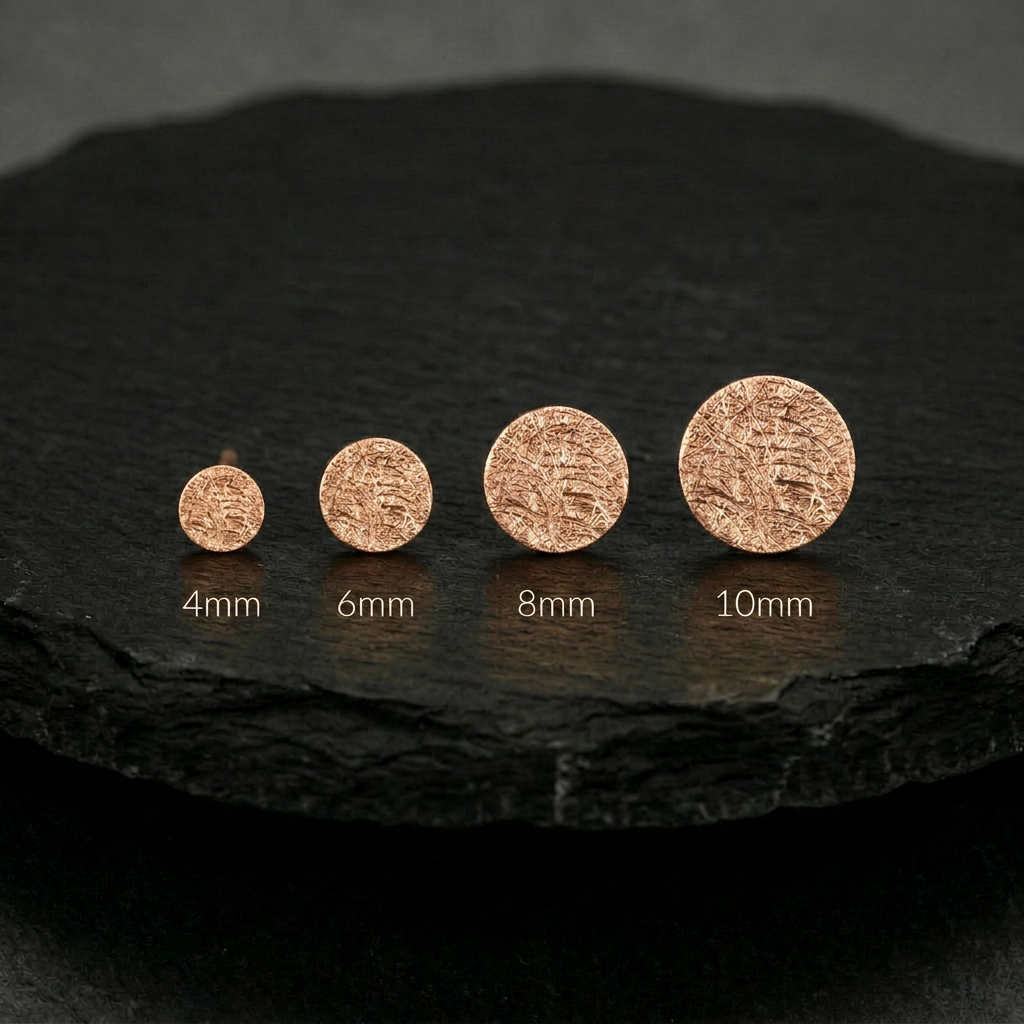 Ohrringe Silber 925, 4/6/8/10mm, echte Handmade Ohrstecker rund Eis-Matt