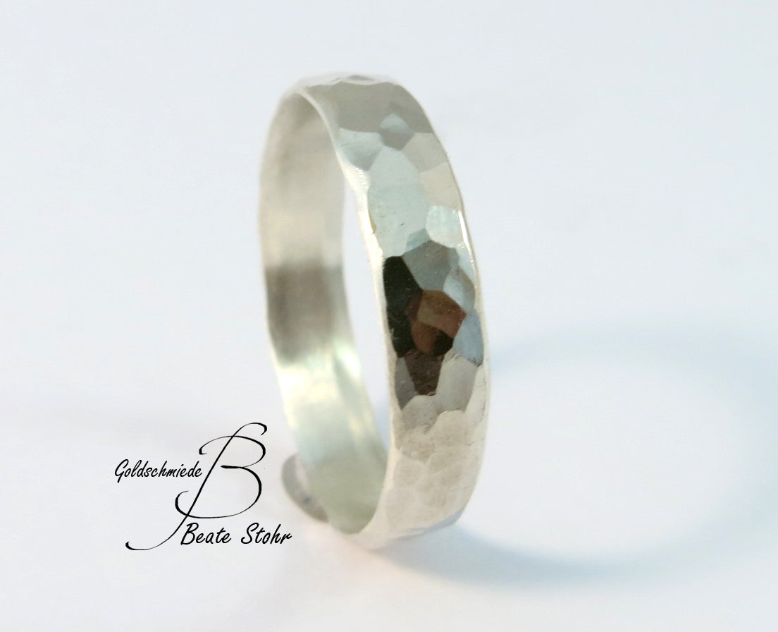 Trauring geschmiedet Sterling Silber