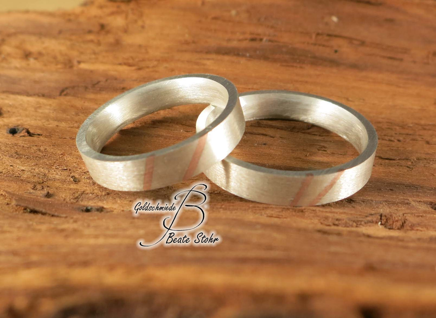 Trauringe Silber mit Rotgold