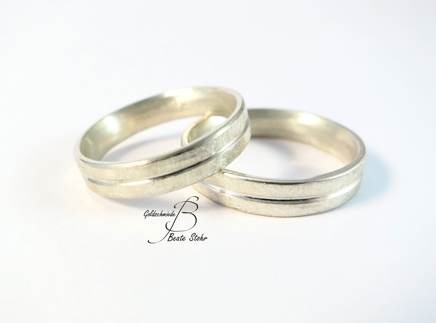 Trauringe Silber mit Glanzkante