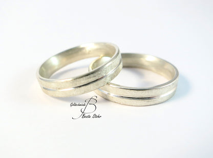 Trauringe Silber mit Glanzkante