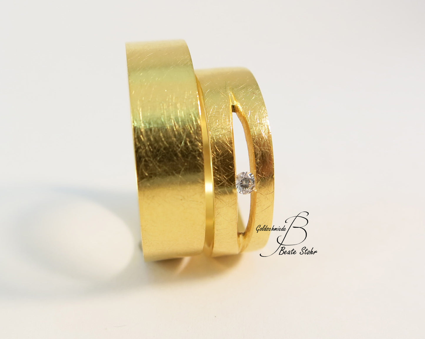 Paar Trauringe mit Diamant Gelbgold 585/-