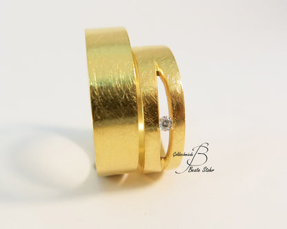Paar Trauringe mit Diamant Gelbgold 585/-