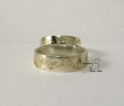 Trauringe Sternenstaub mit Diamant Unikat