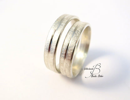 Trauringe Silber mit Glanzkante