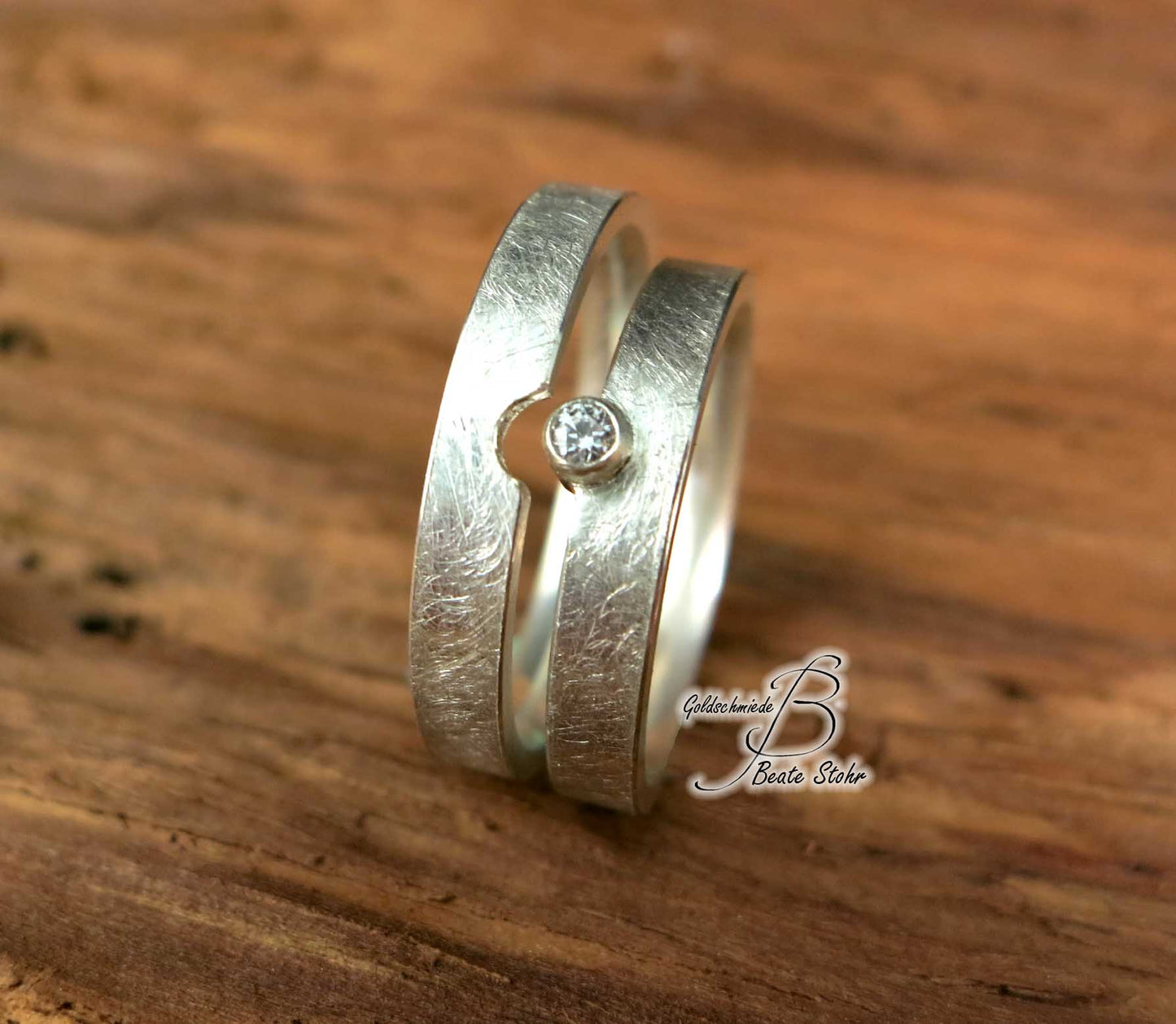 Trauringe "perfektes Paar" mit Diamant Silber