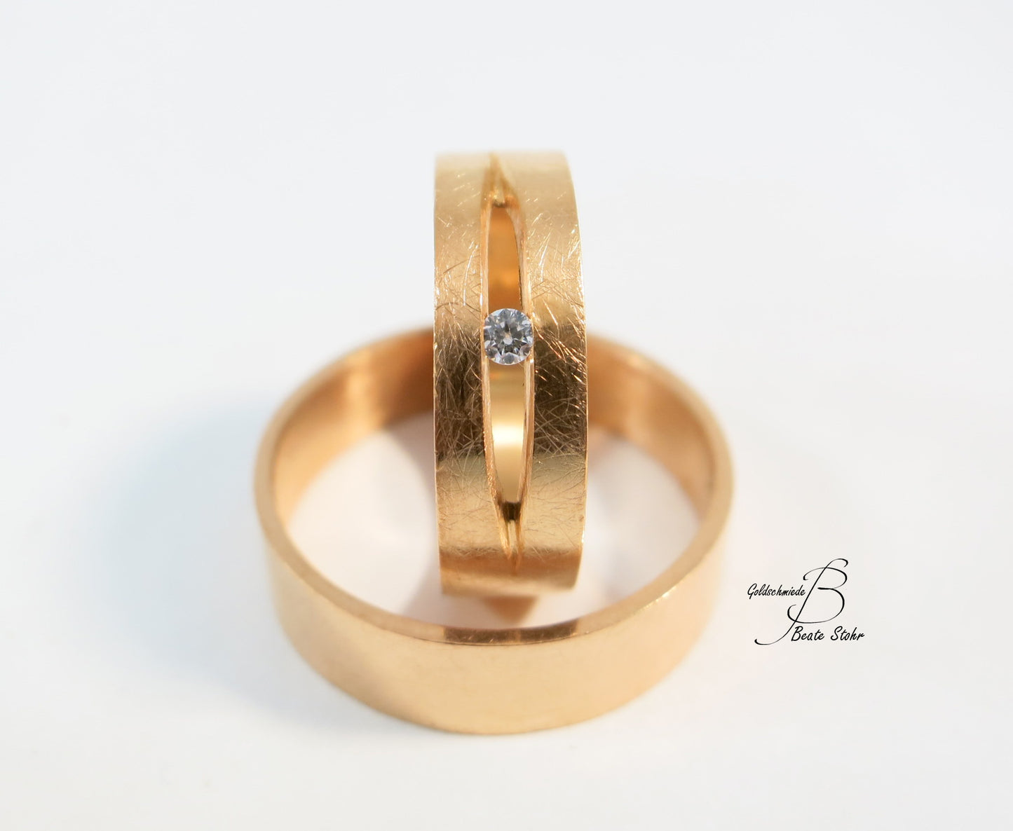 Paar Trauringe mit Diamant Roségold 585/-