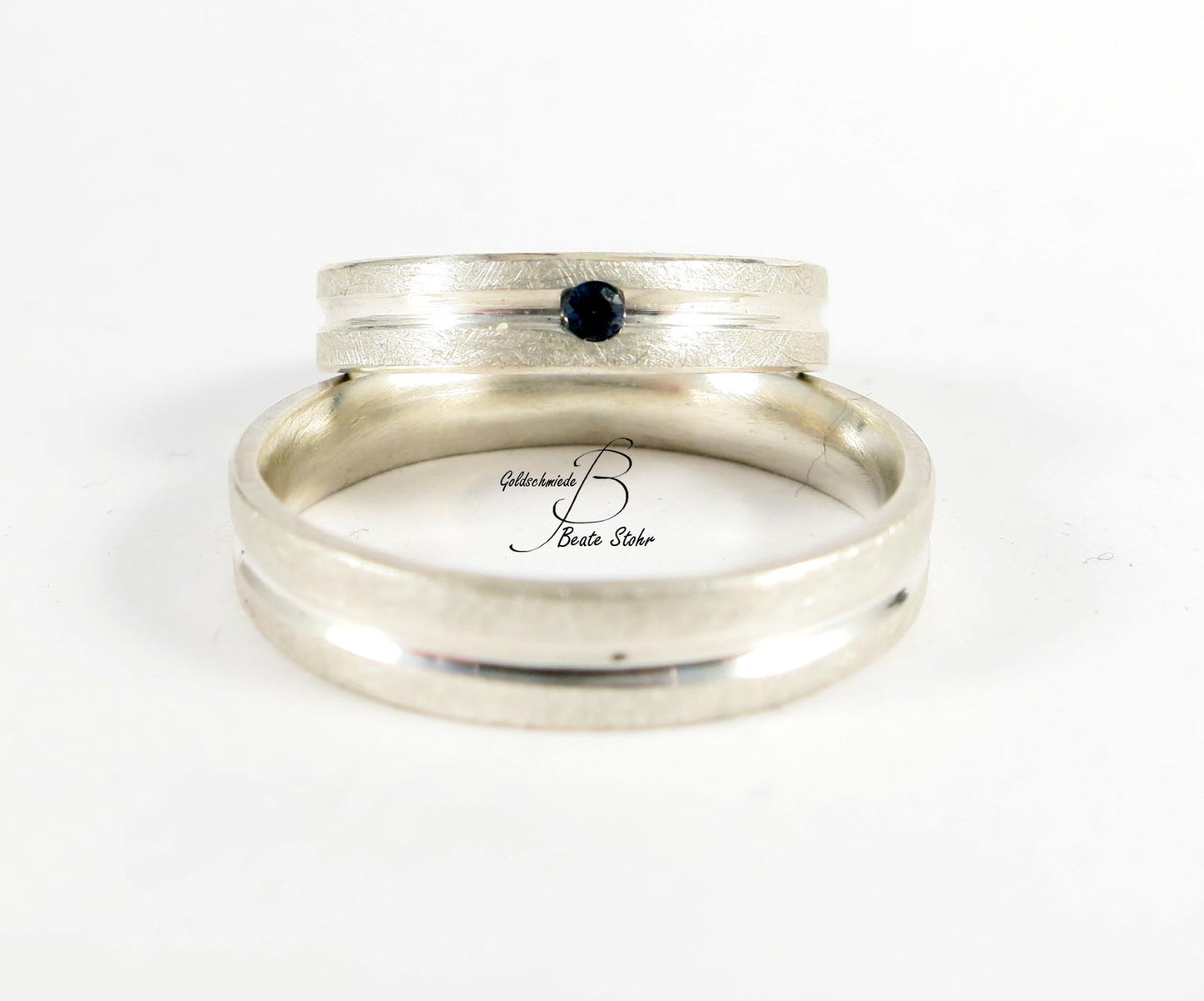 Trauringe mit Saphir Silber Handarbeit